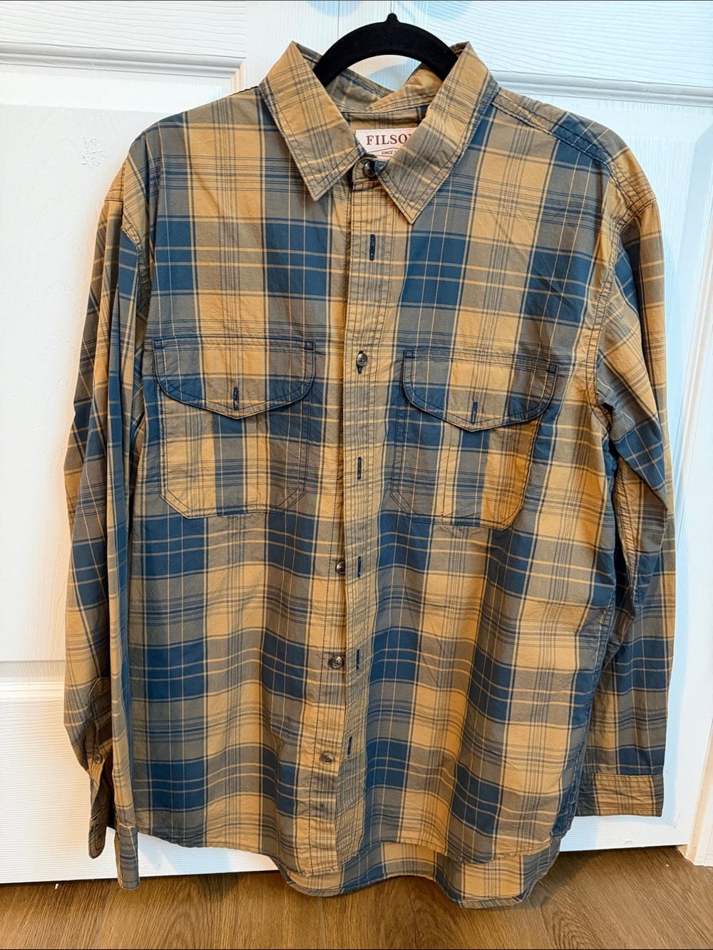Filson Plaid Button-Down Shirt in Blue and Tan
